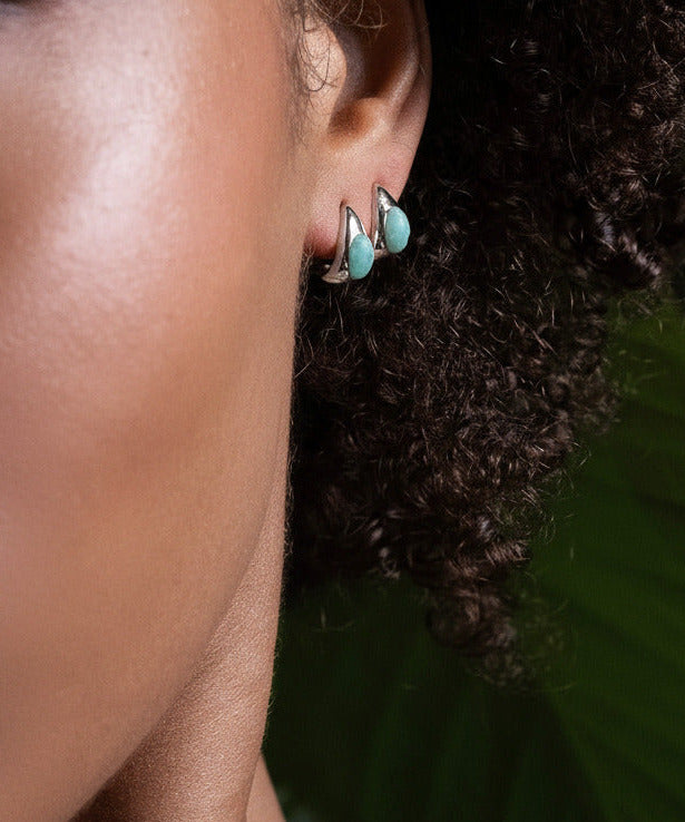 Mimi Studs Rhodium Amazonite – Sarah Mulder Jewelry