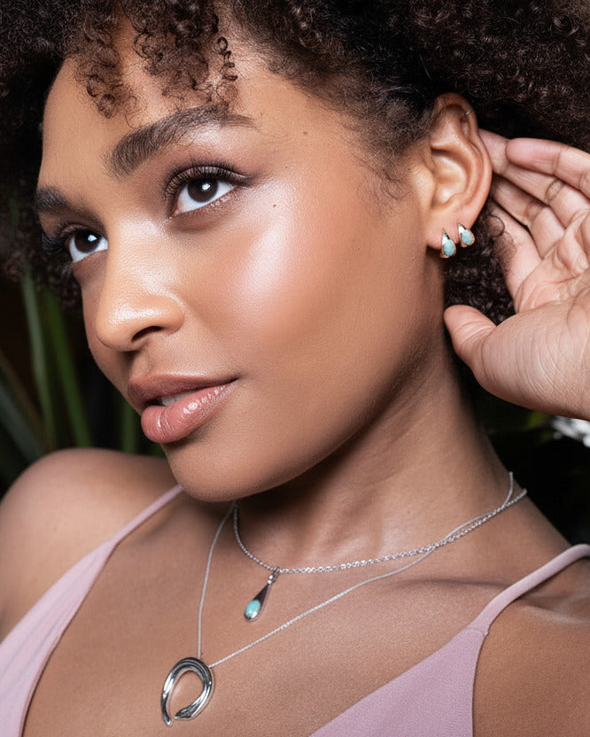 Mimi Studs Rhodium Amazonite – Sarah Mulder Jewelry