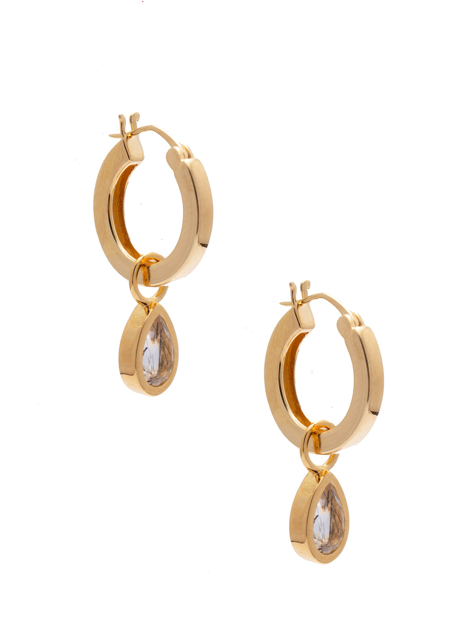 Koy Earrings Tourmalinated Quartz Gold