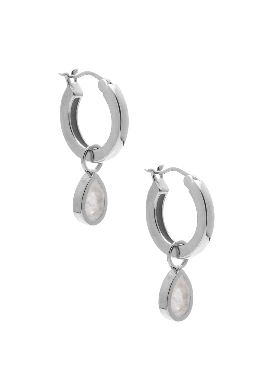 Koy Earrings Moonstone Rhodium