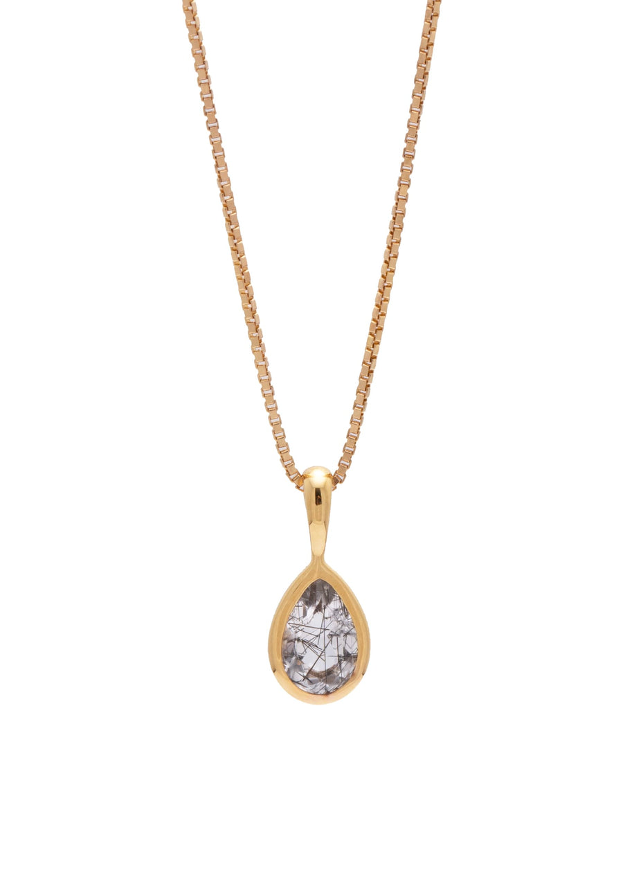 Koy Necklace Tourmalinated Quartz Gold