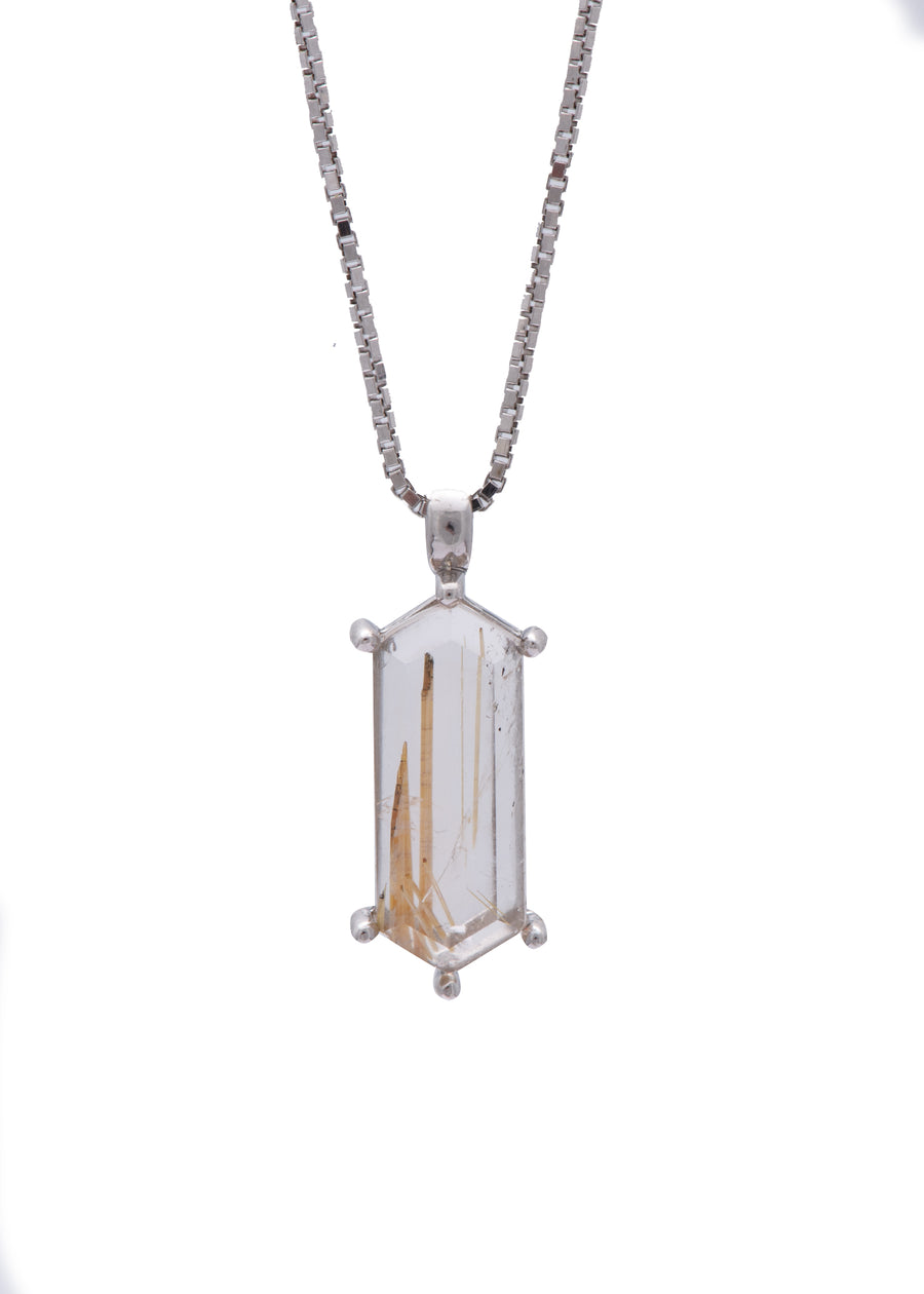 Lang Necklace Rutile Quartz Rhodium