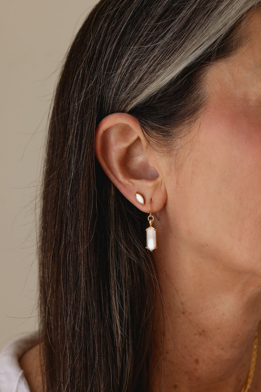 Lang Earrings Pearl Rhodium
