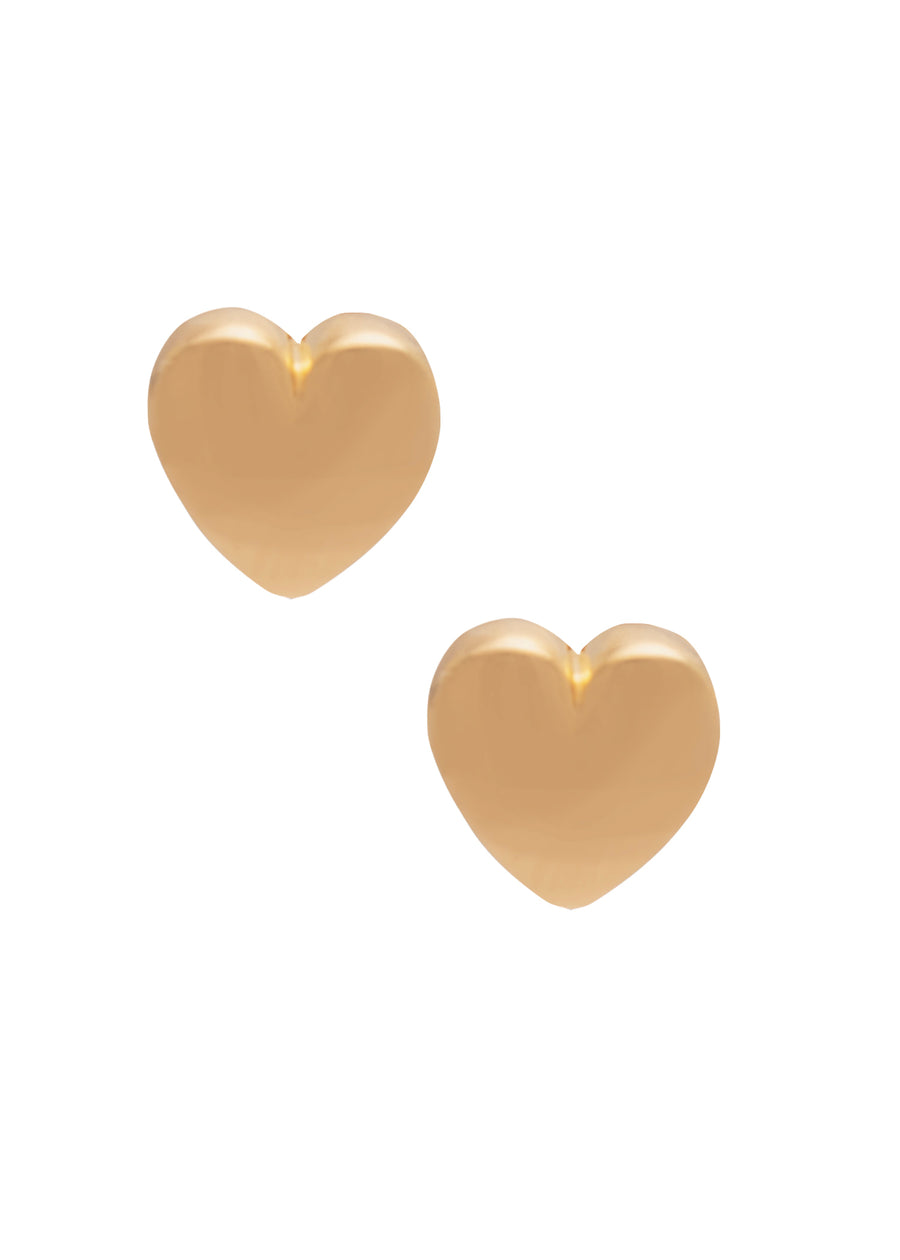 Little Puffed Heart Studs Gold