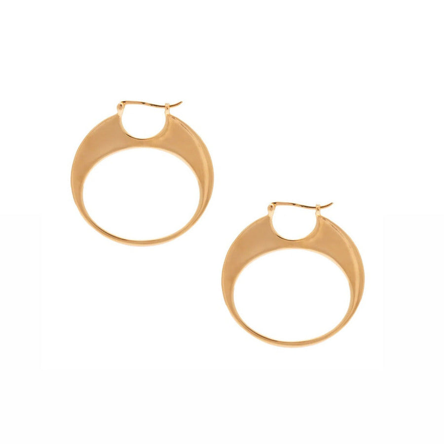 Gold hoop earrings on a white background