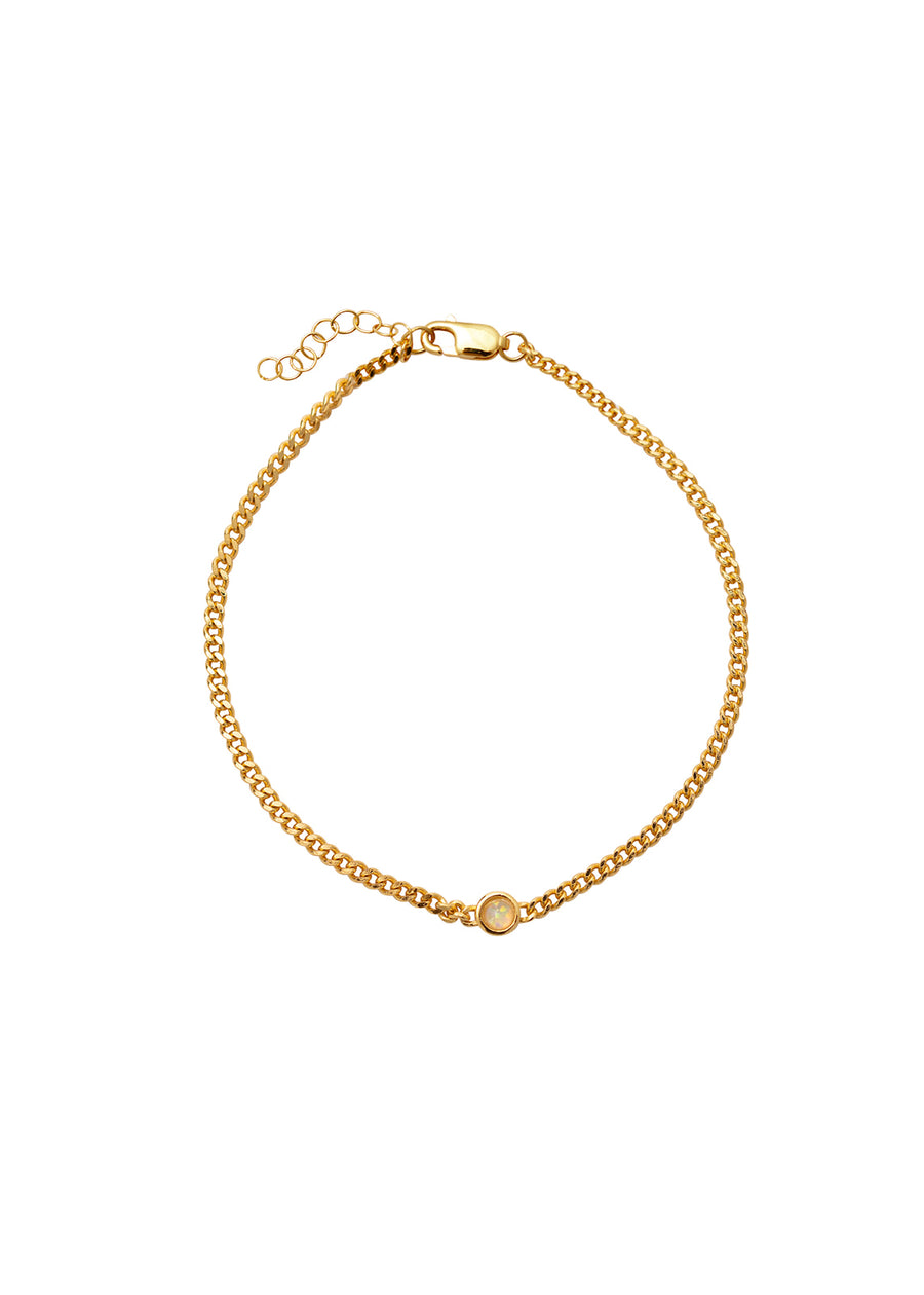 Gold chain bracelet on a white background
