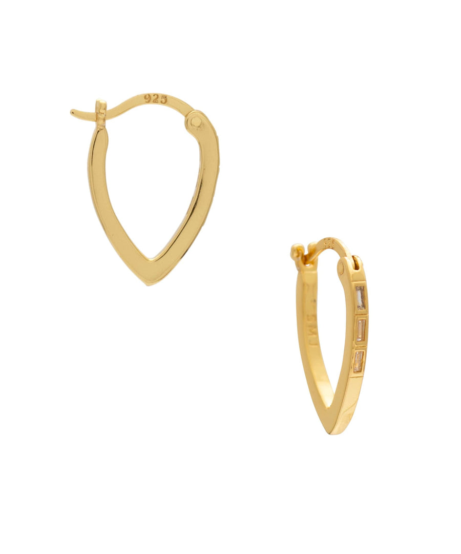 Gold hoop earrings on a white background