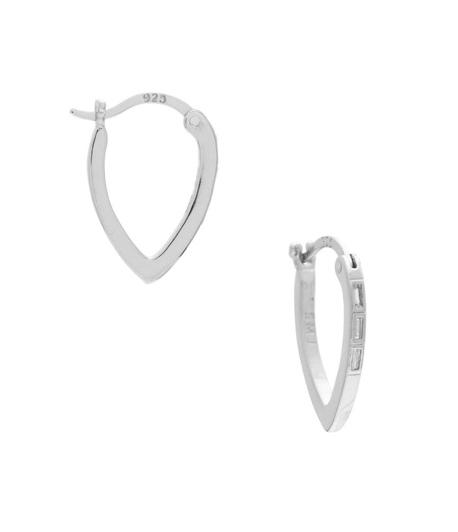 Silver hoop earrings on a white background