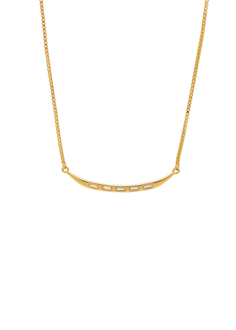Gold necklace on a white background