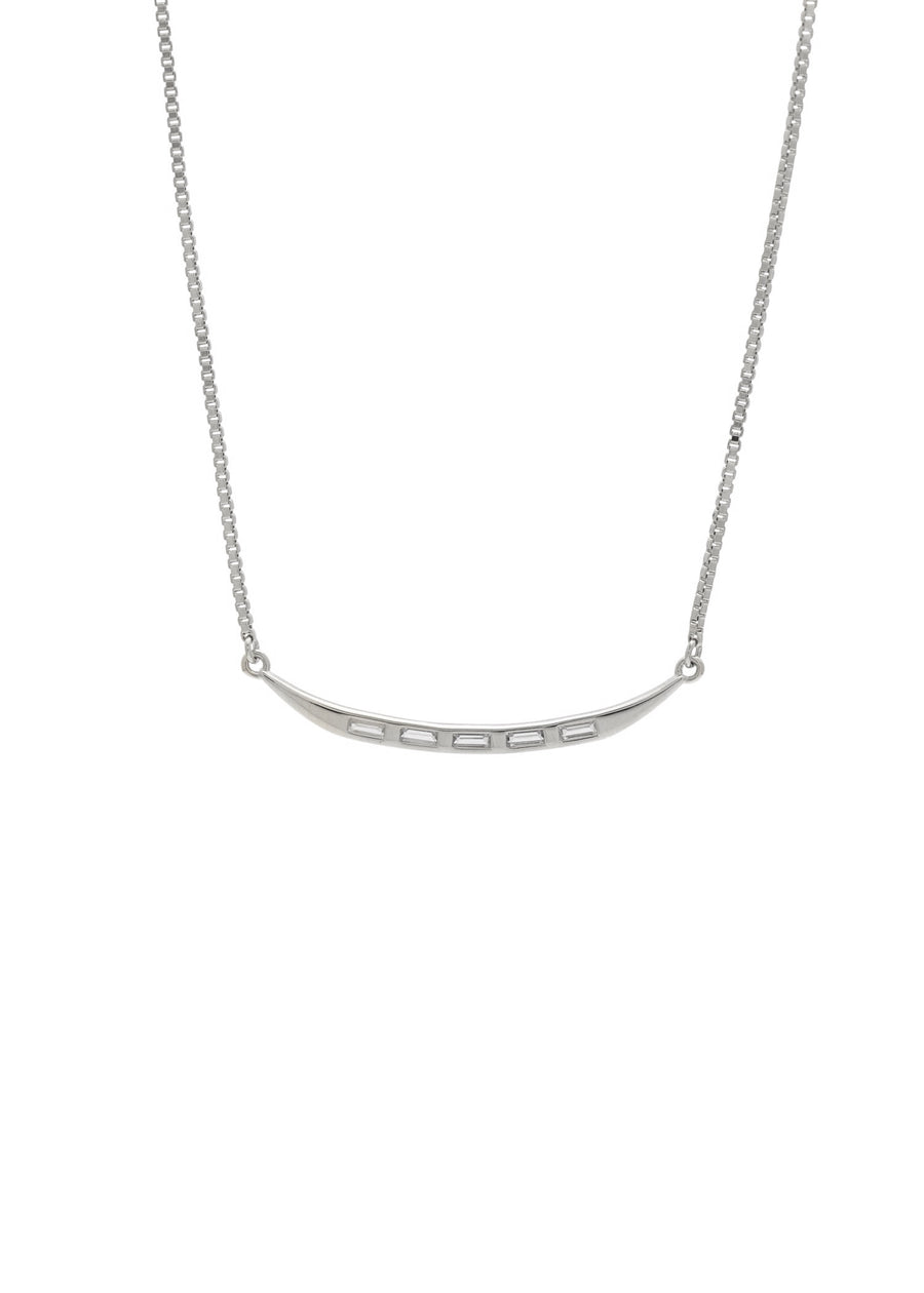 Silver necklace on a white background