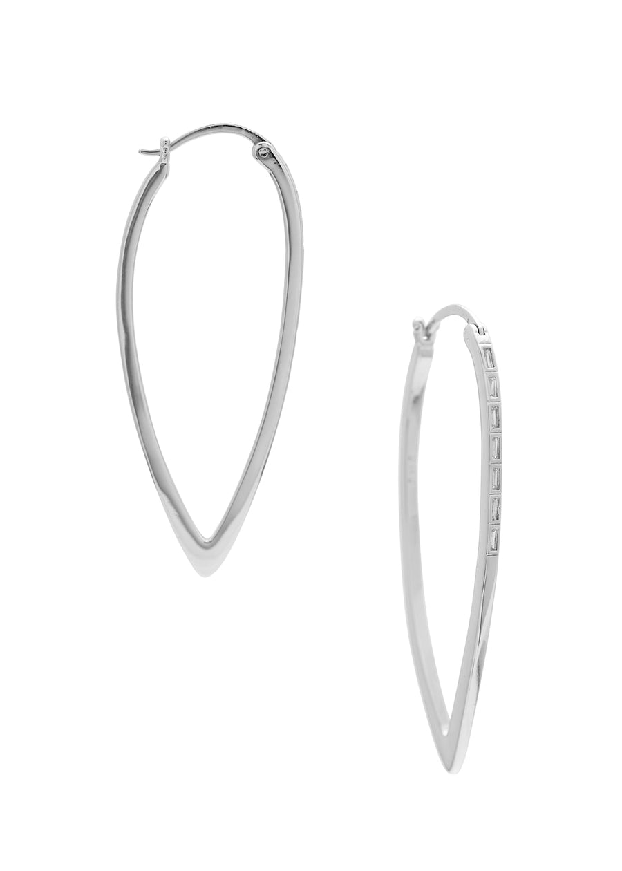 Silver hoop earrings on a white background