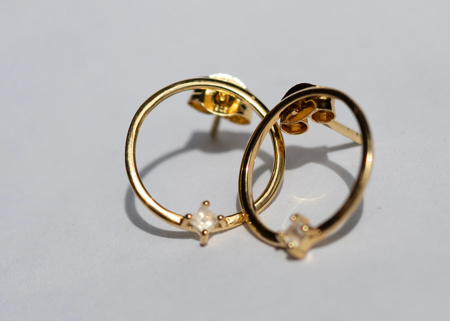 Gold and Moonstone stud earrings
