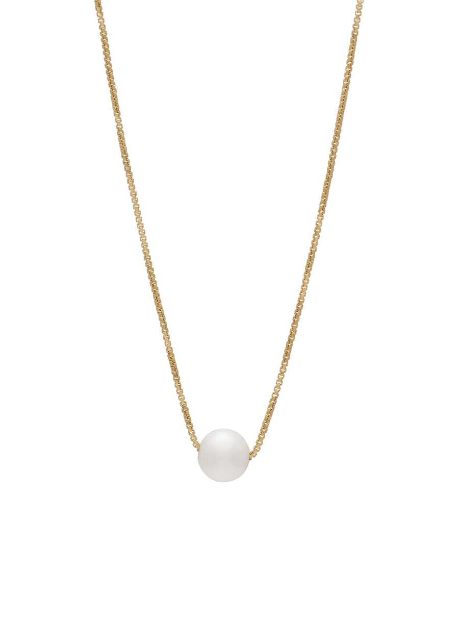 pearl necklace on gold box chain