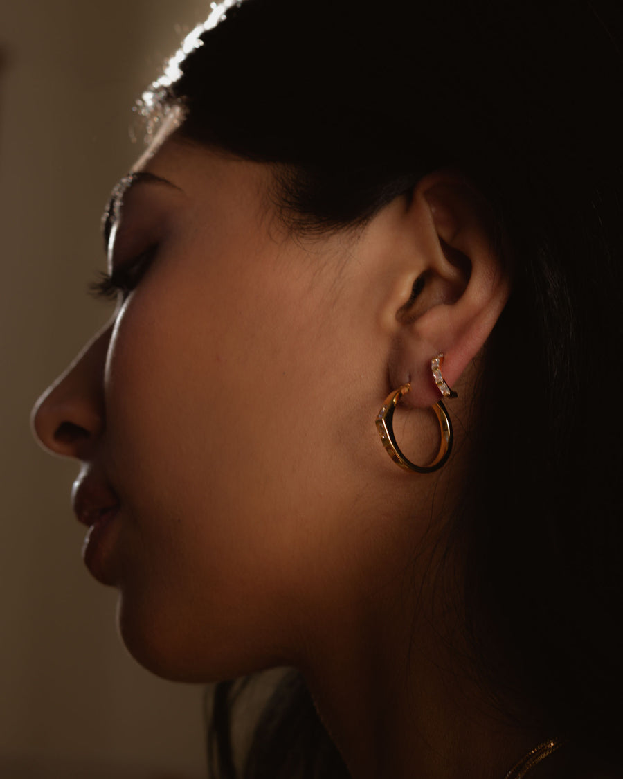 DL Small Hoops Rhodium