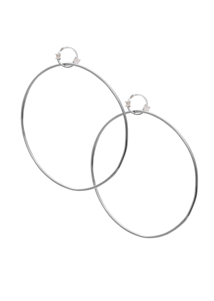 Miley Hoops Large Rhodium