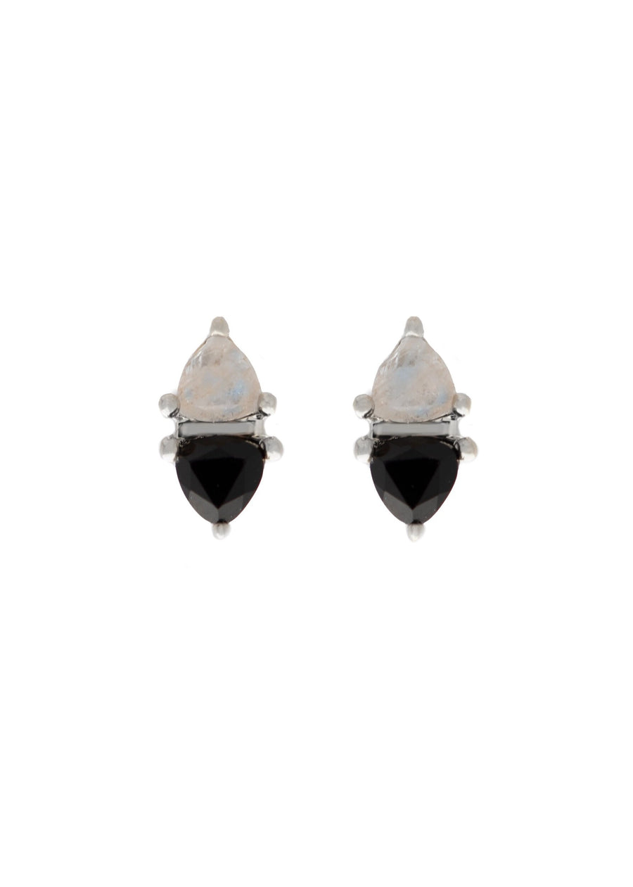 moonstone and onxy stud earrings