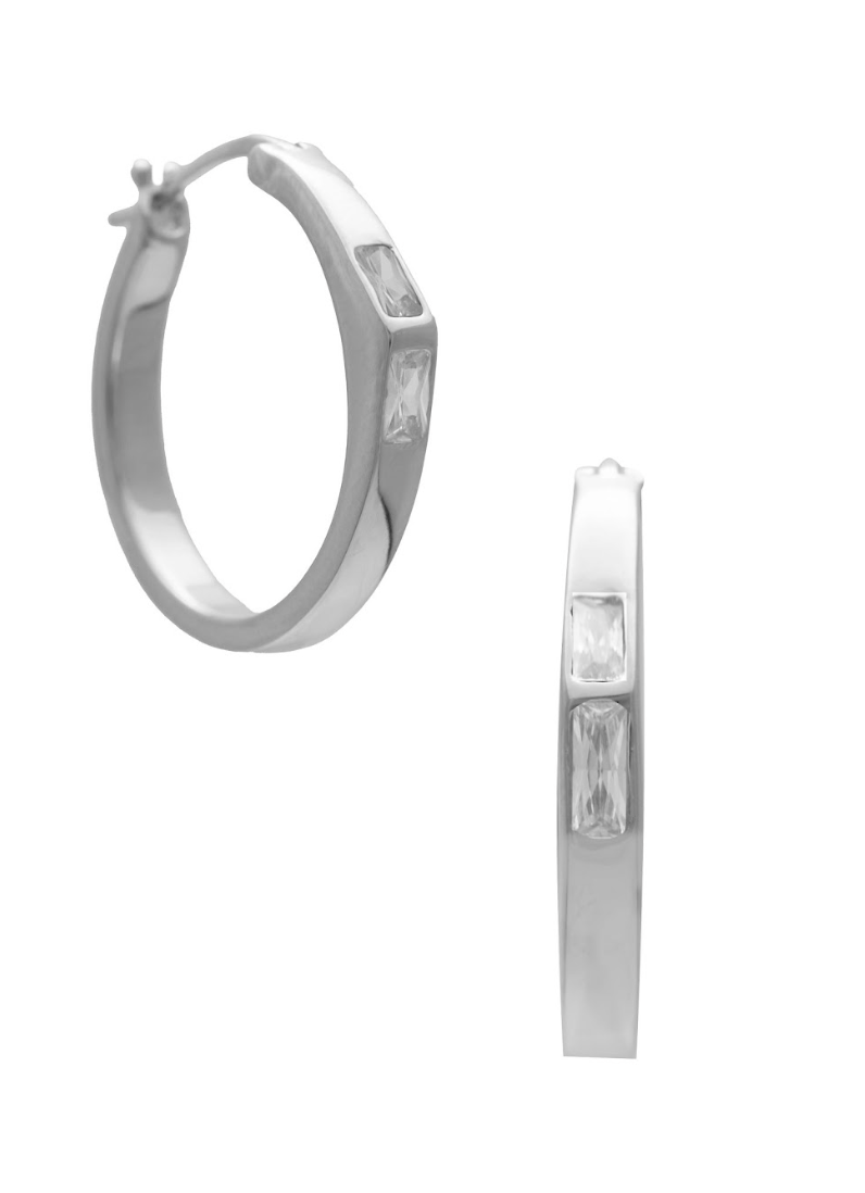DL Small Hoops Rhodium