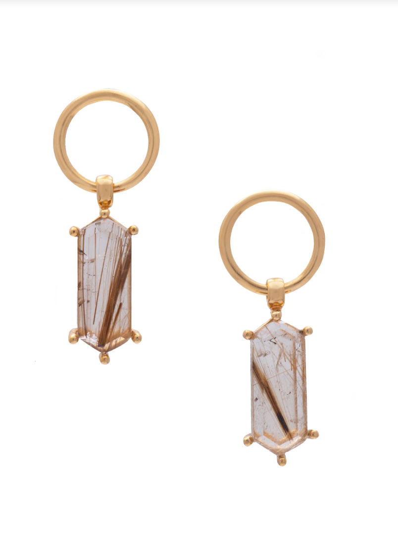 Lang Earrings Rutile Quartz Gold