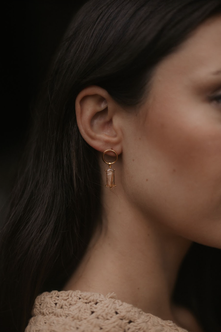 Lang Earrings Rutile Quartz Gold